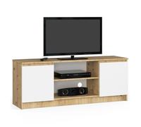 Mueble de tv akord roble artisan 140 cm 2 puertas frente en color blanco 2 estantes 140x40x55 cm