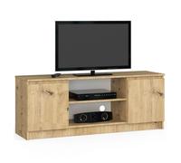 Mueble de tv akord roble artisan 140 cm 2 puertas frente en color roble artisan 2 estantes 140x40x55 cm