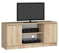 Mueble de tv akord roble sonoma 120 cm 2 puertas frente en color roble sonoma 2 estantes 120x40x55 cm