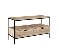 Mueble de tv aliaj 2 cajones 1 espacio central salón comedor negro y roble claro 100 cm