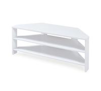 [en.casa] Mueble TV Berg con 2 Estantes Mueble de Salón de Esquina de Diseño Abierto Mesa TV con Parte Trasera Abierta 110 x 36 x 42 cm - Blanco