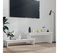 Mueble de TV blanco de lujo de 180 x 30 x 43 cm - Mueble de TV esquinero de madera de ingeniería y soporte multimedia para sala de estar moderna, centro de entretenimiento elegante, diseño que ahorra