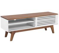 Mueble de TV Blanco Madera Oscura Estante almacenaje gestión de Cables Moderno Toledo II