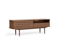 Mueble de TV Carolin con 1 puerta y 1 cajón, chapa de nogal, 180 x 63,5 cm