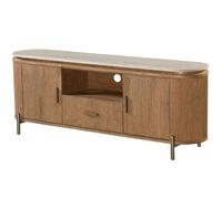 Mueble de TV con 2 Puertas y 1 Cajon de Madera y Tapa de marmol Artificial en Roble y Beige 60x160x40 cm