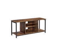 VASAGLE Soporte de TV de hasta 55 Pulgadas, Mueble Tele con estantes Abiertos, Consola para Sala de Estar, Entretenimiento, Marrón Rústico y Negro LTV060B01