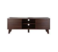 Calicosy - Mueble para TV con 2 puertas correderas - Decoración madera nogal - Paneles de partículas - Puertas efecto madera laminada - 5 patas - Salón o dormitorio - Estilo exótico - 140 x 39 x 51,5