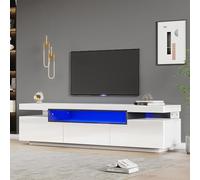 Mueble De TV Con Tablero De Partículas,Acabado Alto Brillo Con Iluminación LED 16 Colores,Soporte Para Televisor Hasta 70 Pulgadas,Mueble De Televisión Para Salón Y Sala De Estar,Blanco,160.39.42 cm