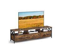 VASAGLE Mueble de TV para TV de hasta 80 Pulgadas, 178 cm de Largo, Mueble de TV con 3 cajones, 3 Compartimentos Abiertos, 40 x 178 x 50 cm, Sala de Estar, Marco de Acero, Vintage marrón y Negro