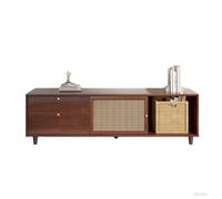 Mueble de TV de Madera,Consola Multimedia Moderna de Mediados de Siglo para Dormitorio,Sala de Estar y Estudio,Mimbre de Ratán en Los Frentes de La Puerta,Patas de Madera Maciza(02,47.2inch(120cm))
