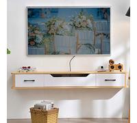Mueble de TV de pared con cajón, estante de pared, estante flotante, gabinete de pared para colgar, decodificador, enrutador, CD, DVD, gabinete de almacenamiento, consola de TV, soporte multimedia par