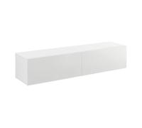 [en.casa] Armario de Pared Evaton Mueble de TV Mural Armario Flotante con 2 Compartimentos Consola de Entretenimiento Multimedia 140 x 33 x 30 cm - Blanco, Alto Brillo