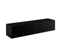 [en.casa] Armario de Pared Evaton Mueble de TV Mural Armario Flotante con 2 Compartimentos Consola de Entretenimiento Multimedia 140 x 33 x 30 cm - Negro, Alto Brillo