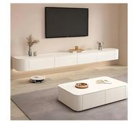 Mueble De TV De Pared | Mueble De TV Suspendido | Moderno con Cajones Y Soporte para Router; Mueble Auxiliar con Espacio De Almacenamiento Debajo del Televisor(200CM)