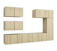 Mueble de TV de roble Sonoma de 6 piezas para sala de estar o dormitorio, equipo de entretenimiento