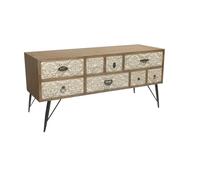 DKD Home Decor Mueble de televisión de la Marca, Color Blanco, de Metal y Madera de Abeto (120 x 40 x 61 centímetros)
