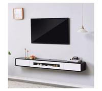 Mueble de TV flotante de madera, mueble de TV de pared de 78,7'', estantes flotantes con 2 cajones, consola multimedia moderna, mueble de TV con gran espacio de almacenamiento (negro y blanco, 200 x
