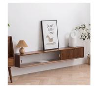 Mueble de TV flotante de pared de 70,8''/78,7'' con estantes flotantes y puerta, consola multimedia moderna de madera para entretenimiento, mueble de TV grande con espacio de almacenamiento (nogal, 2
