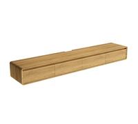 Mueble De TV Flotante Estilo Tronco con Puerta Abatible, Consola Multimedia De Entretenimiento, Madera Maciza, Estilo Retro, para Sala De Estar, Esquina Cuadrada(200cm)