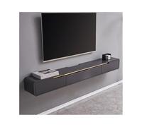 Mueble de TV flotante moderno, consola de pared de madera con armario de puerta plegable y 2 cajones, centro de entretenimiento, poco espacio, de caucho, consola (Dark Gray,150 x 24 x 20 cm)