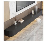 Mueble De TV Flotante Negro,Soporte para TV,Consola Multimedia De Pared,estantes Flotantes con Puerta,para Aparador De Almacenamiento Debajo del Televisor,con 3/4 De Almacenamiento(Black-A,220cm)