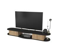 [en.casa] Mueble TV Nyskiri con Compartimento Central 2 Compartimentos Cerrados con Puertas Mesa TV Flotante Mueble de Salón Suspendido Pasacables Aglomerado 150 x 35 x 19 cm - Roble/Antracita
