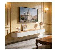 Mueble de TV flotante premontado con cajones, mueble de TV de madera montado en la pared, consola flotante moderna con gran almacenamiento, banco de TV que ahorra espacio debajo de la TV para sala de