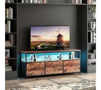 Mueble de TV industrial de 137 cm con 3 cajones, mesa de televisión, sala de estar, mueble tele LED de madera, banco de TV, tela, cajones, marco de acero, armario de almacenamiento industrial