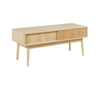 [en.casa] Mueble de TV Landskrona con 2 Compartimentos Versátil Mueble de Salón con 2 Puertas Correderas Mesa de Tele con Tablero Rectangular MDF Pino 115 x 40 x 48 cm - Efecto Roble
