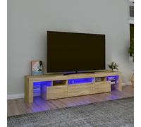 Mueble de TV LED blanco de 200 x 36,5 x 40 cm, moderno juego de muebles de salón con luz LED para sala de estar y dormitorio, almacenamiento para decoración del hogar.
