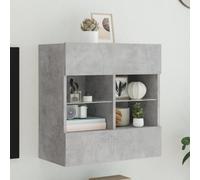 Mueble de TV LED de pared - Centro de entretenimiento de hormigón gris - Moderno soporte de TV - Piel de salón - 58,5 x 30 x 60,5 cm - Soporte Slish para televisores