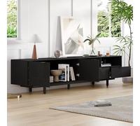 Mueble de TV moderno con líneas geométricas abstractas - diseño minimalista, 200 x 40 x 51 cm, compatible con 90 pulgadas, tablero de partículas de alta calidad, 5 patas metálicas, gestión de cables y