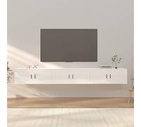Mueble de TV moderno de color blanco brillante de 100 x 34,5 x 40 cm, elegante mueble de salón con aparadores y soporte de TV
