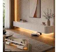 Mueble De TV Montado En La Pared 180 Cm Mueble TV Flotante con Amplio Almacenamiento Banco De TV para Debajo De La TV Consola Multimedia para Salón Y Televisores 43 A 95 Pulgadas(White,160cm)