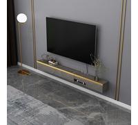 Mueble de TV montado en la pared con puerta abatible para colgar en la sala de estar, armario de TV flotante de lujo ligero con espacio de almacenamiento para consola multimedia