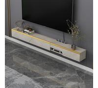 Mueble de TV montado en la pared con puerta abatible para colgar en la sala de estar, armario de TV flotante de lujo ligero con espacio de almacenamiento para consola multimedia