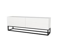 Mueble de tv nolven con 2 puertas base larga 135x32x47 cm - blanco [en.casa]