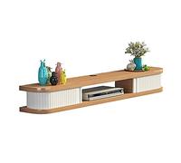 Mueble de TV para colgar en la pared, centro multimedia montado en la pared de madera maciza, unidad de entretenimiento flotante, estante para decodificador, estante para enrutador WiFi para sala de e