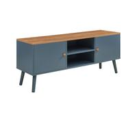 [en.casa] Mueble de TV Reyljand con 2 Compartimentos Abiertos y 2 Cerrados con Puerta Mesa de TV Mueble de Salón con Tablero Rectangular 120 x 35 x 50 cm - Gris/Efecto Roble