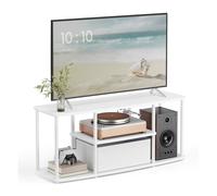 SONGMICS HOME Montaje Superrápido sin Herramientas, Mueble de TV de hasta 50 Pulgadas, Mesa de TV, para Sala de Estar, 110 x 35 x 46 cm, Blanco Nieve y Blanco Mate LTV500W01