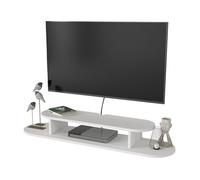 [en.casa] Mueble TV Targema Mesa TV Flotante Mueble de Salón Suspendido con 1 Compartimiento Abierto y 2 Estantes Laterales Salidas de Cable Aglomerado 120 x 30 x 16 cm - Blanco