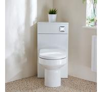 Mueble de WC de Esquina de Color Blanco - Completo con Inodoro Adosado Covelly y Descarga Cromada - Cluo