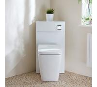 Mueble de WC de Esquina de Color Blanco - Completo con Inodoro Adosado Milton y Descarga Cromada - Cluo
