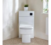 Mueble de WC de Esquina de Color Blanco - Completo con Inodoro Adosado Sandford y Descarga Negra - Cluo