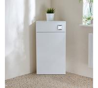 Mueble de WC de Esquina de Color Blanco - con Botón de Descarga Cromada (Sin Inodoro) - Cluo