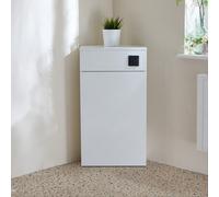 Mueble de WC de Esquina de Color Blanco - con Botón de Descarga Negra (Sin Inodoro) - Cluo