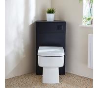 Mueble de WC de Esquina de Color Negro Gris - Completo con Inodoro Adosado Sandford y Descarga Negra - Cluo