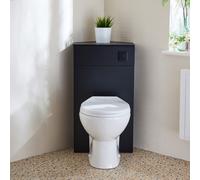 Mueble de WC de Esquina de Color Negro Gris - Completo con Inodoro Adosado Select y Descarga Negra - Cluo