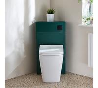 Mueble de WC de Esquina de Color Verde Oscuro - Completo con Inodoro Adosado Milton y Descarga Negra - Cluo