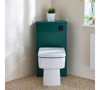Mueble de WC de Esquina de Color Verde Oscuro - Completo con Inodoro Adosado Sandford y Descarga Negra - Cluo